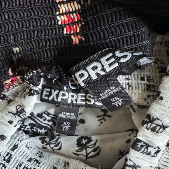 Express skorts pull on elastic waist black floral Aztec print pleated mini XS - Picture 3 of 10